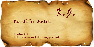 Komán Judit névjegykártya